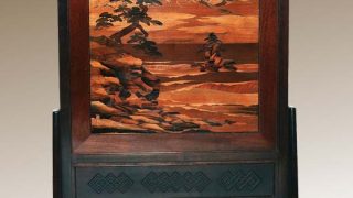 立山連峰木象嵌衝立