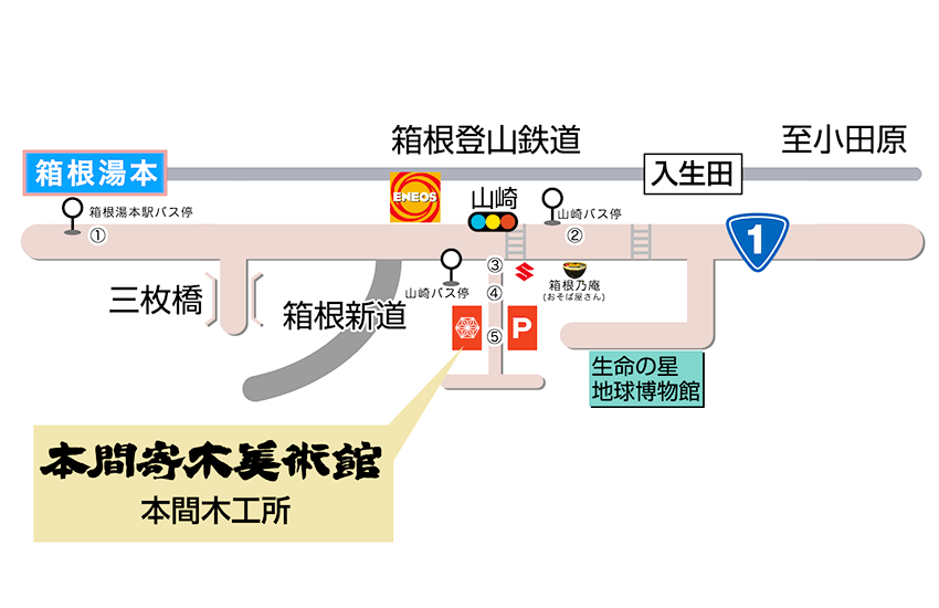 バスでお越しのお客様用案内マップ